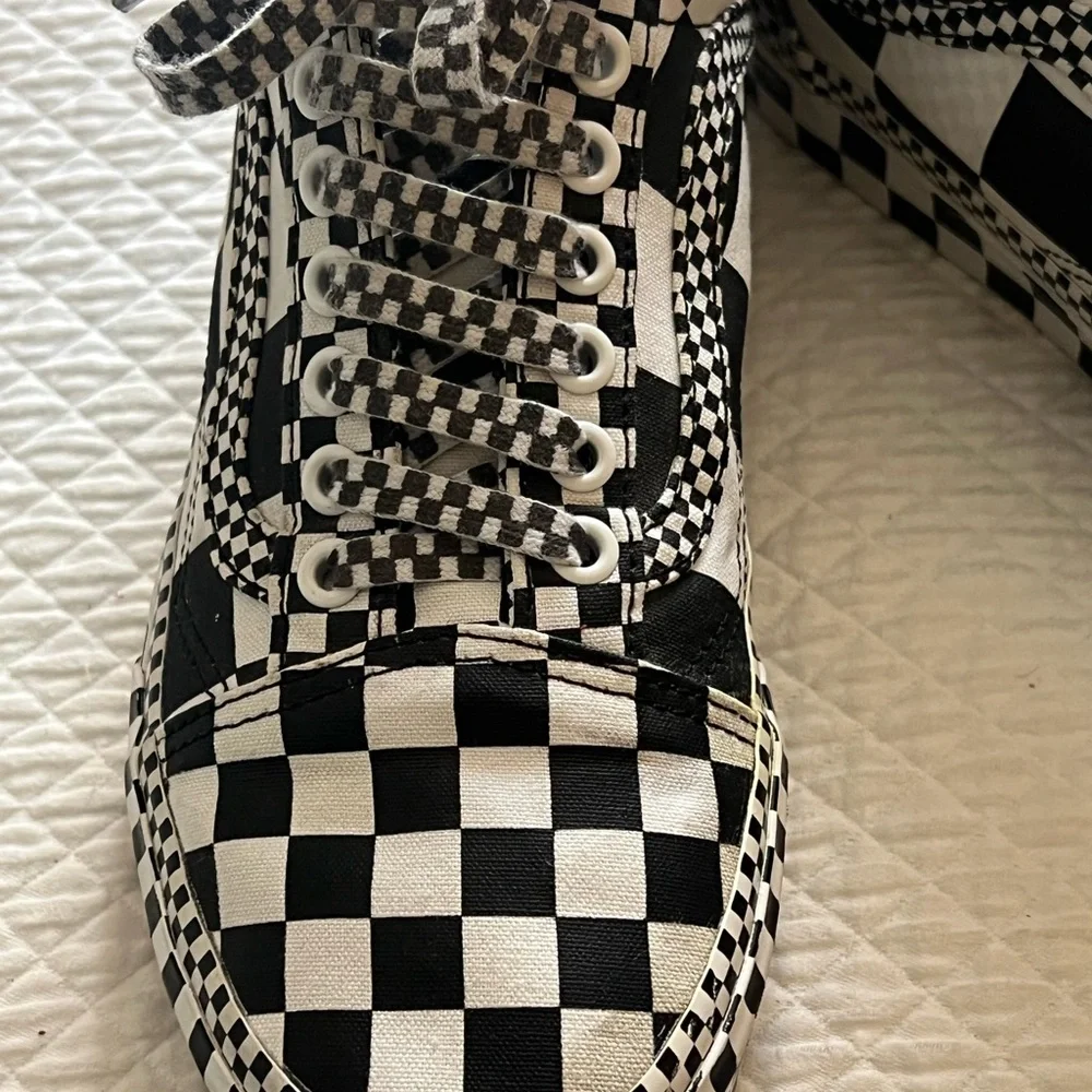 Vans Black and White Checkerboard Sneakers - Picture 2 of 7